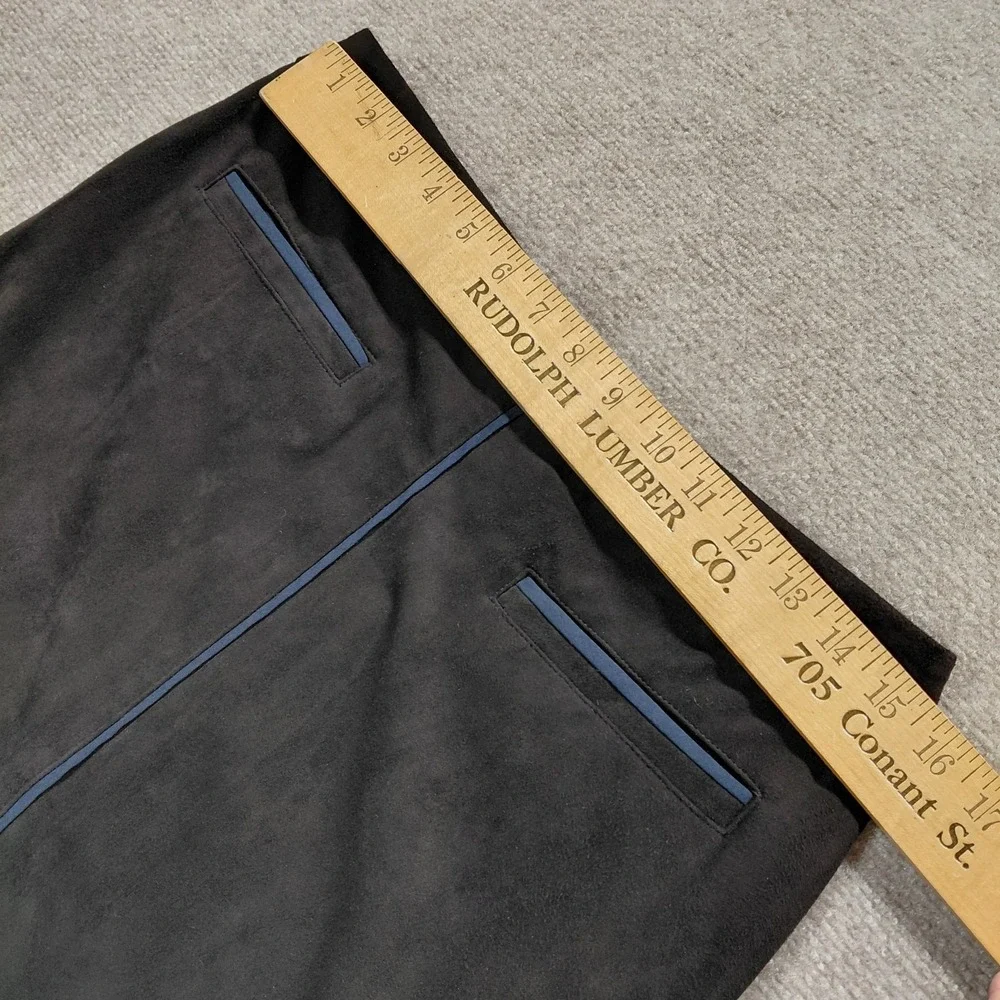 J. MCLAUGHLIN Black Navy Stripe Sonya Faux Suede Career Pencil Skirt Size‎ 6 NEW